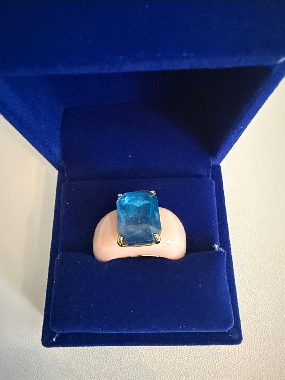 Kurt Geiger Pale Pink Belgravia Emerald Ring.